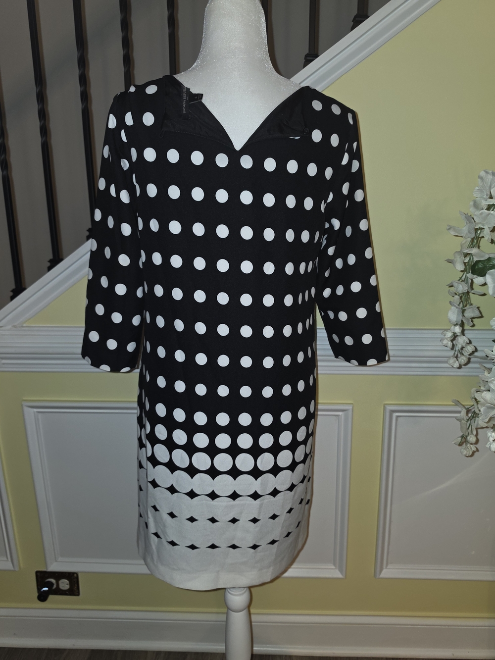 Banana Republic Black & White Polka Dot Women's Dress Sz-6 - Picture 2 of 8